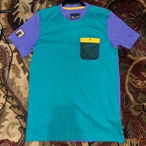 Adidas Teal and Purple Shirt with Yellow Accent